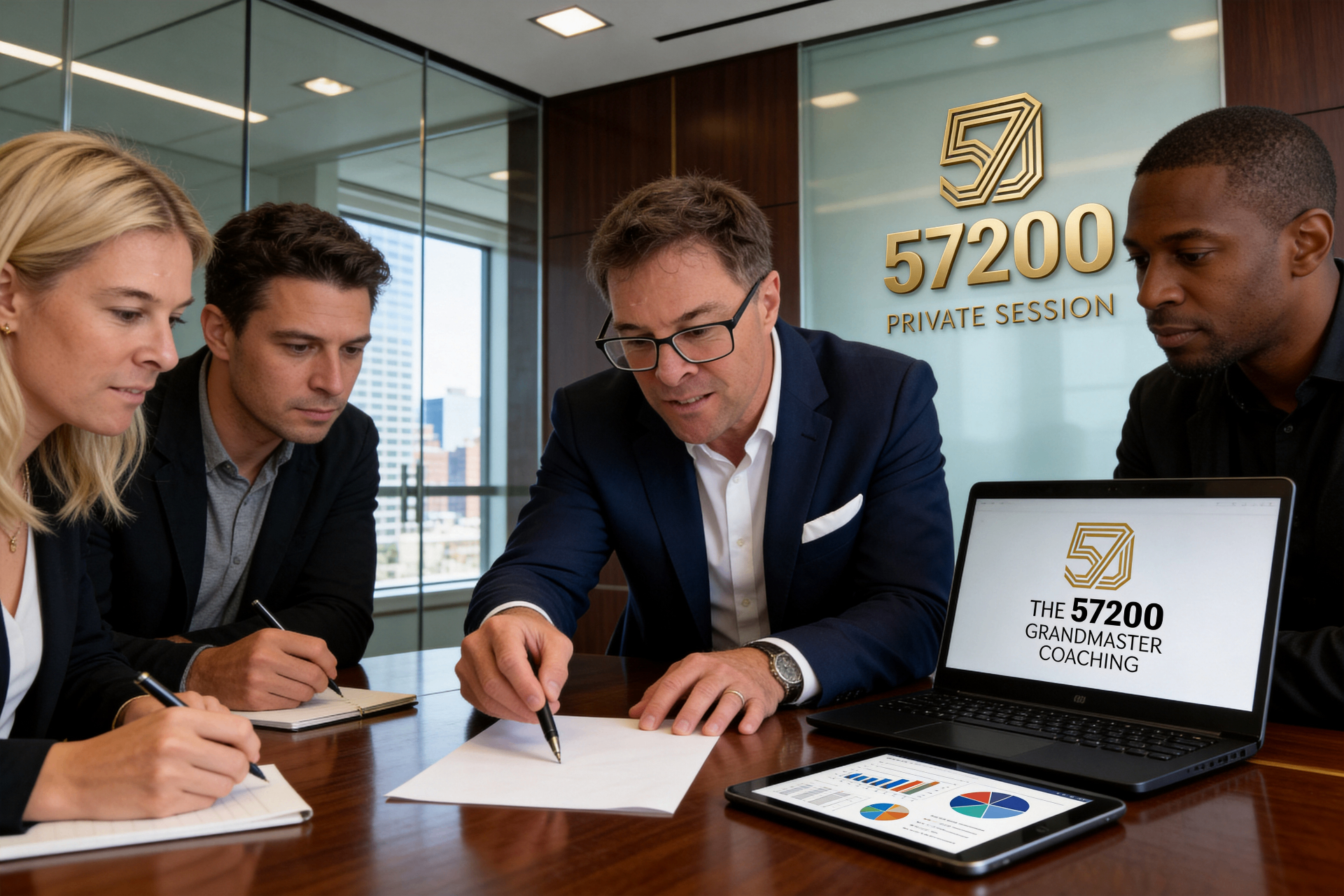 The 57200 private coaching session — grandmaster guiding executives through pattern recognition